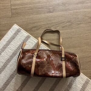 Brown Leaf Patterned Purse